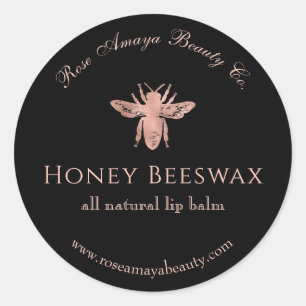 Bee Honey Beeswax Rose Gold Beauty Cosmetic Classic Round Sticker