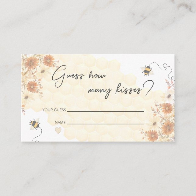 Bee Honey Boho Wildflower Guess How Many Enclosure Card (Front)
