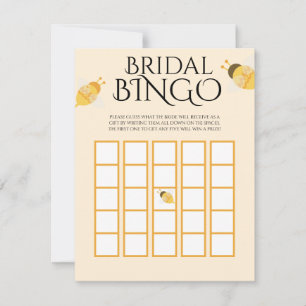 Bee Honey Bridal Shower Bingo Game Card