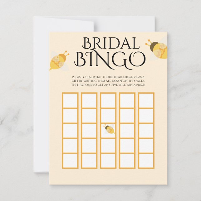 Bee Honey Bridal Shower Bingo Game Card (Front)