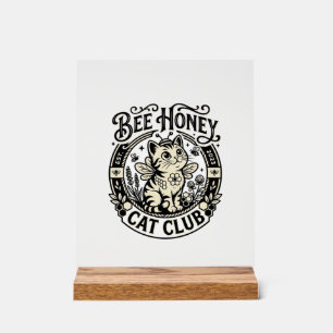 Bee Honey Cat Funny Cat Graphic - Bee Honey Cat Cl Acrylic Sign