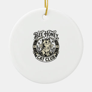 Bee Honey Cat Funny Cat Graphic - Bee Honey Cat Cl Ceramic Ornament