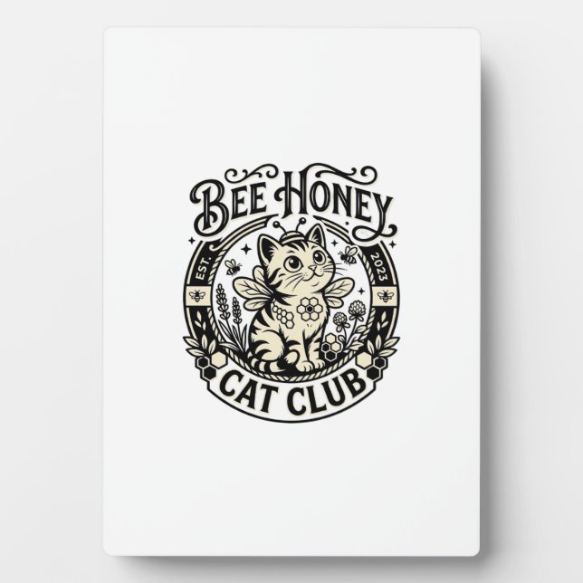 Bee Honey Cat Funny Cat Graphic - Bee Honey Cat Cl Plaque (Front)