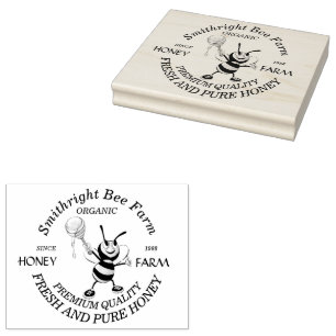 Bee Honey Farmer Personalised Rubber Stamp