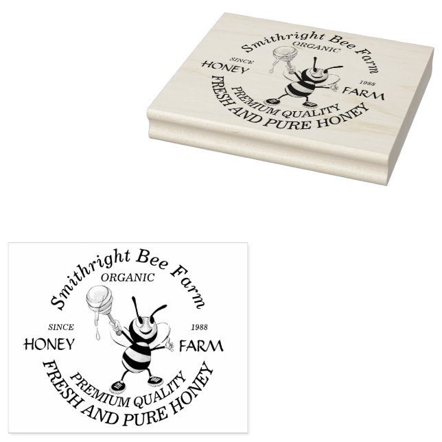 Bee Honey Farmer Personalised Rubber Stamp (Stamped)
