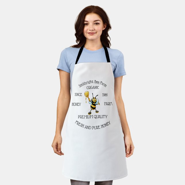 Bee Honey Farmer Personalised white Apron (Worn)
