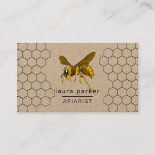 Bee Honey Seller Apiarist Black Nature Hexagon Business Card