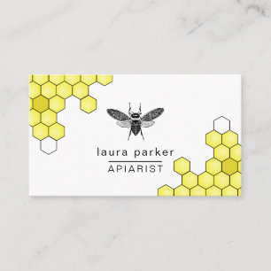Bee Honey Seller Apiarist Black Yellow Letterpress Business Card