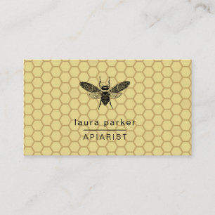 Bee Honey Seller Apiarist Lime Yellow Hexagon Business Card