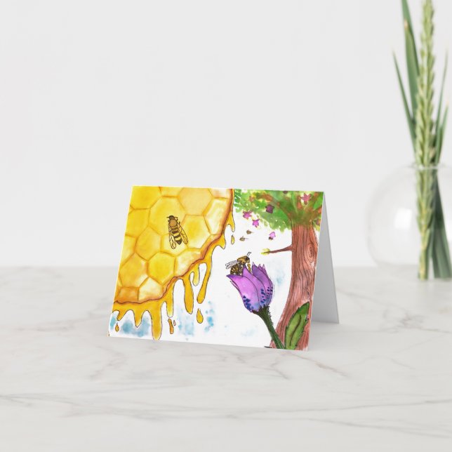 Bee, Honey Sun & Flower Folded Card by Emma & Evan (Front)