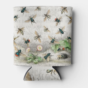 Bee Honey Worker Queen Bees Antique Can Cooler