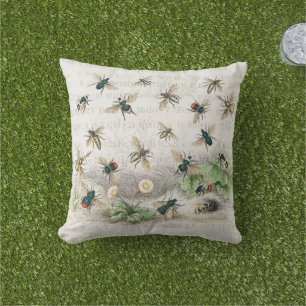 Bee Honey Worker Queen Bees Antique Cushion
