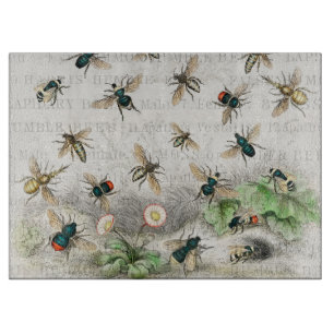 Bee Honey Worker Queen Bees Antique Cutting Board