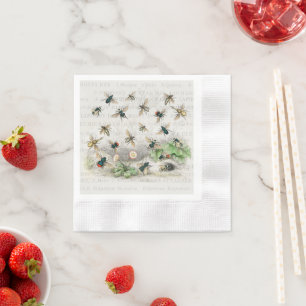 Bee Honey Worker Queen Bees Antique  Napkin