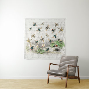 Bee Honey Worker Queen Bees Antique  Tapestry