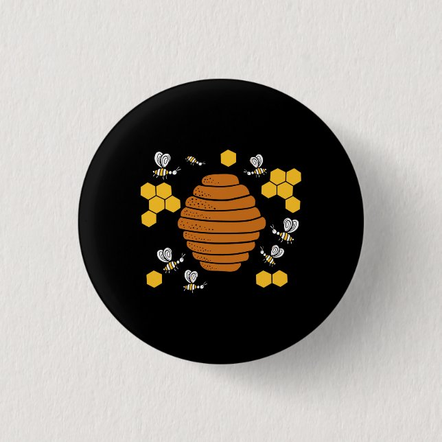 Bee Honeycomb 3 Cm Round Badge (Front)