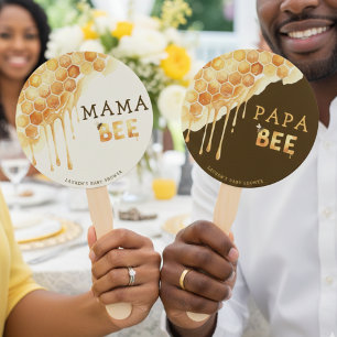 Bee Honeycomb Baby Shower Guess Who Mom Dad Game Hand Fan