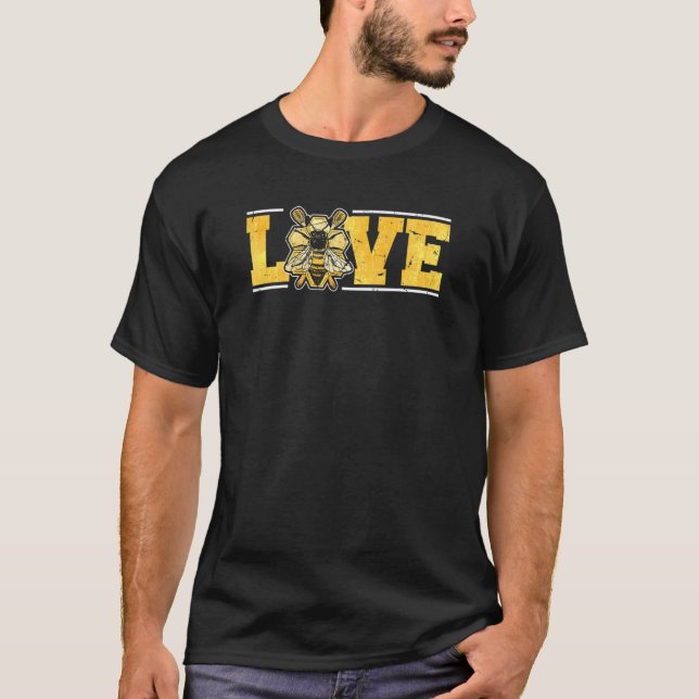 Bee Honeycomb Beekeeper Apiarist Love Distressed V T-Shirt (Front)