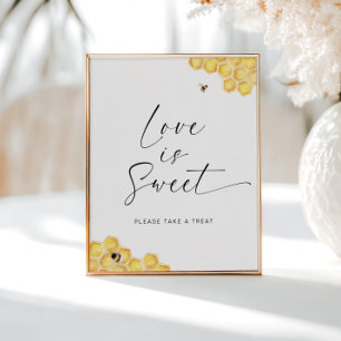 Bee Honeycomb Bridal Shower Love is Sweet Poster