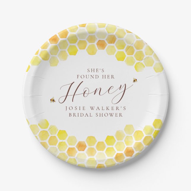 Bee Honeycomb Bridal Shower Paper Plate (Front)
