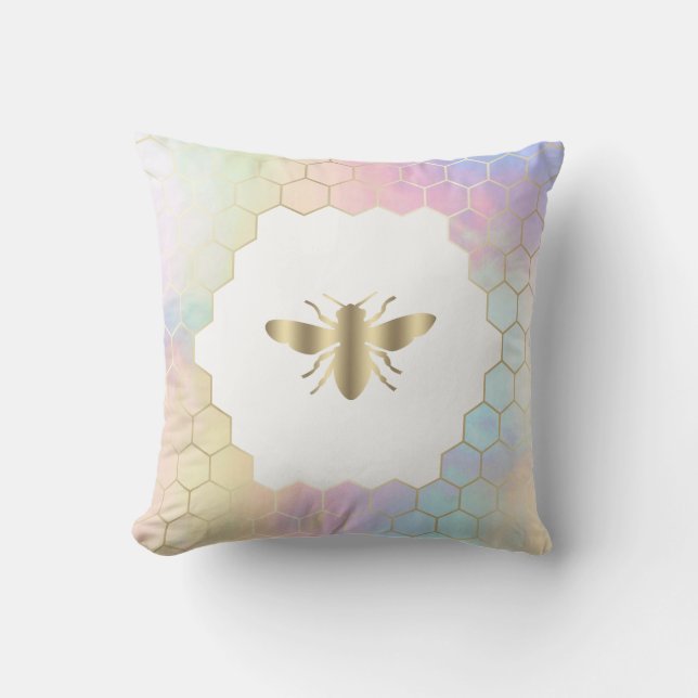 bee honeycomb hexagons design cushion (Front)