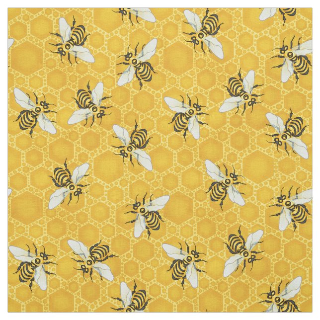 Bee Honeycomb Honeybee Beehive Pattern Cute Nature Fabric (Swatch)