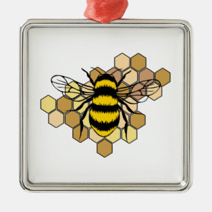 Bee Honeycomb Metal Ornament