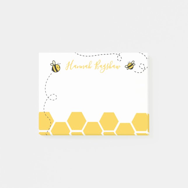 Bee Honeycomb Name Sticky Notes (Front)