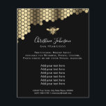 bee honeycomb on black background flyer<br><div class="desc">beauty salon professional makeup artist flyer</div>