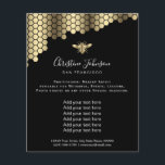 bee honeycomb on black background flyer<br><div class="desc">beauty salon professional makeup artist flyer</div>
