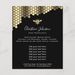 bee honeycomb on black background flyer