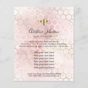 bee honeycomb on pink red watercolor flyer