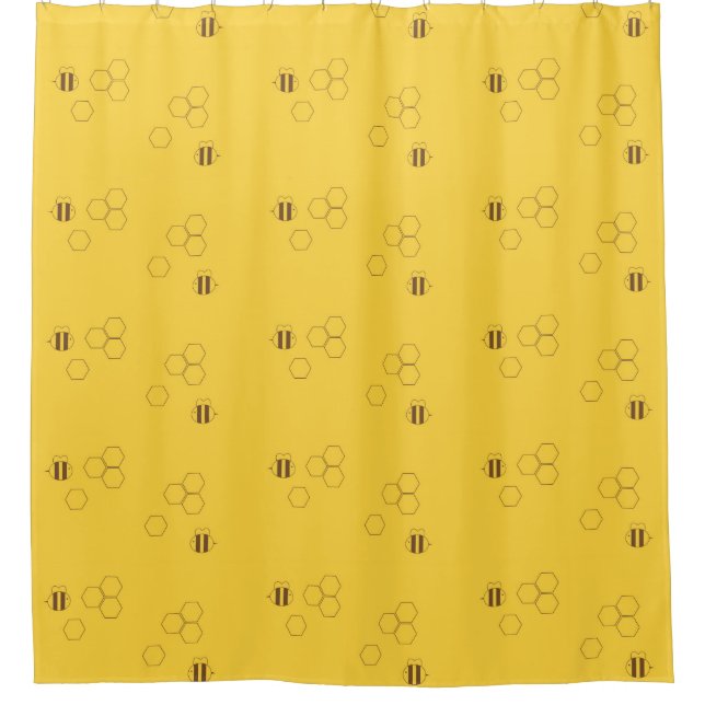 Bee Honeycomb Pattern Shower Curtain (Front)