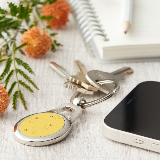 Bee Honeycomb Print Key Ring (Side)