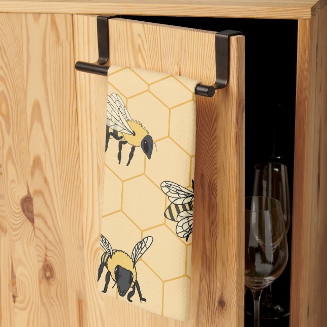 Bee Honeycomb Tea Towel (Thirds Fold)