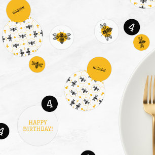 Bee Honeycomb Yellow Black Kids 4th Birthday Party Confetti