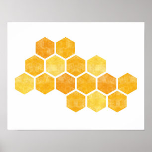 Bee honeycomb yellow poster
