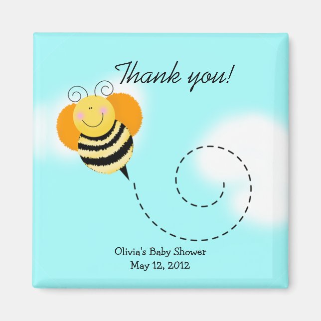 Bee Hop Bumble Bee Baby Shower Favour Magnet (Front)