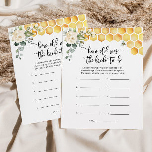 Bee How old was the bride to be bridal shower game