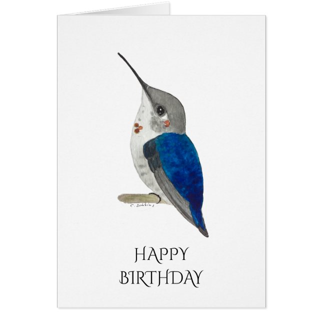 Bee Hummingbird Birthday Card (Front)