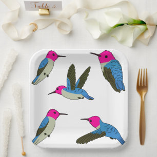 Bee Hummingbird Paper Plate