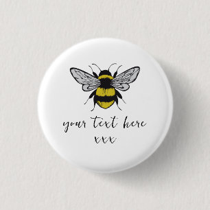 Bee Illustration – add your own text 3 Cm Round Badge