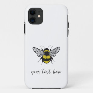 Bee Illustration – add your own text  iPhone 11 Case