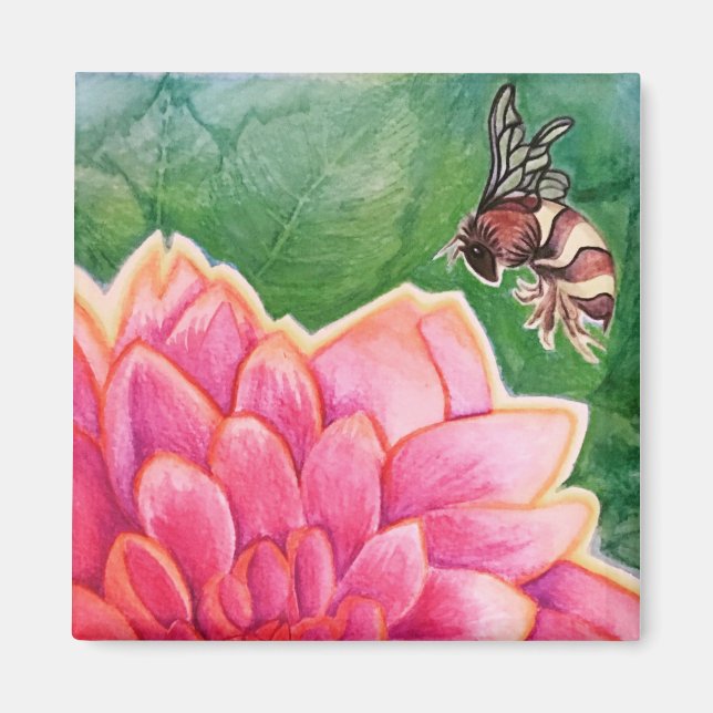 Bee in a Dahlia Magnet (Front)