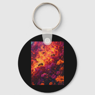 Bee In A Magical Flow Sticker  Key Ring
