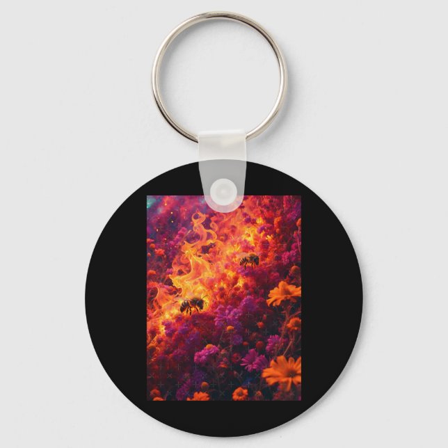 Bee In A Magical Flow Sticker  Key Ring (Front)