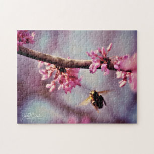 Bee In Pink Jigsaw Puzzle