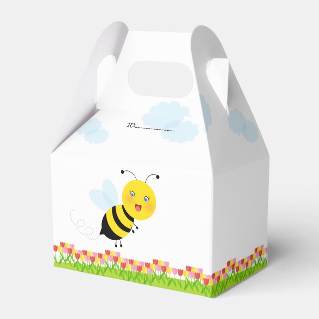 Bee in Tulip Garden Favour Box (Front Side)