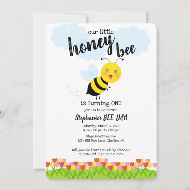 Bee in Tulip Garden Invitation (Front)