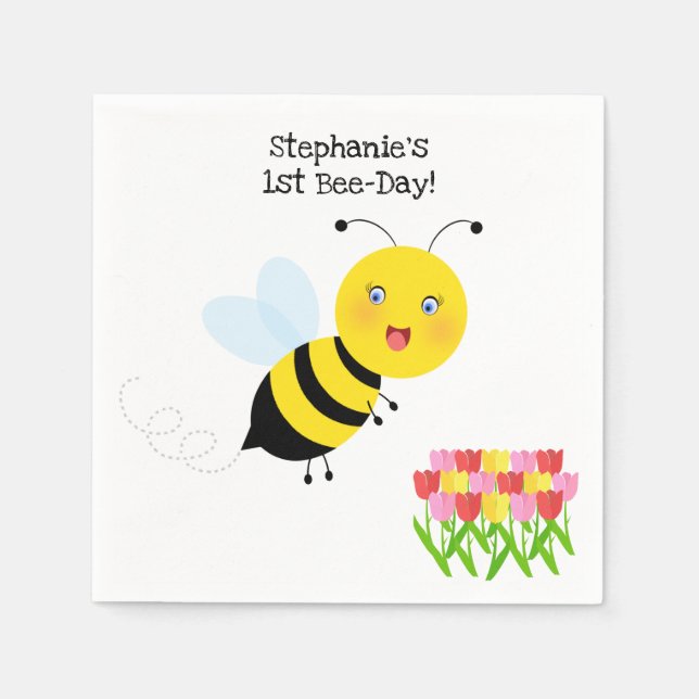 Bee in Tulip Garden Napkin (Front)